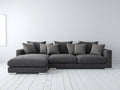 Canapé d'angle - tissu-métal - 300x170x88 cm - gris anthracite - style moderne épuré