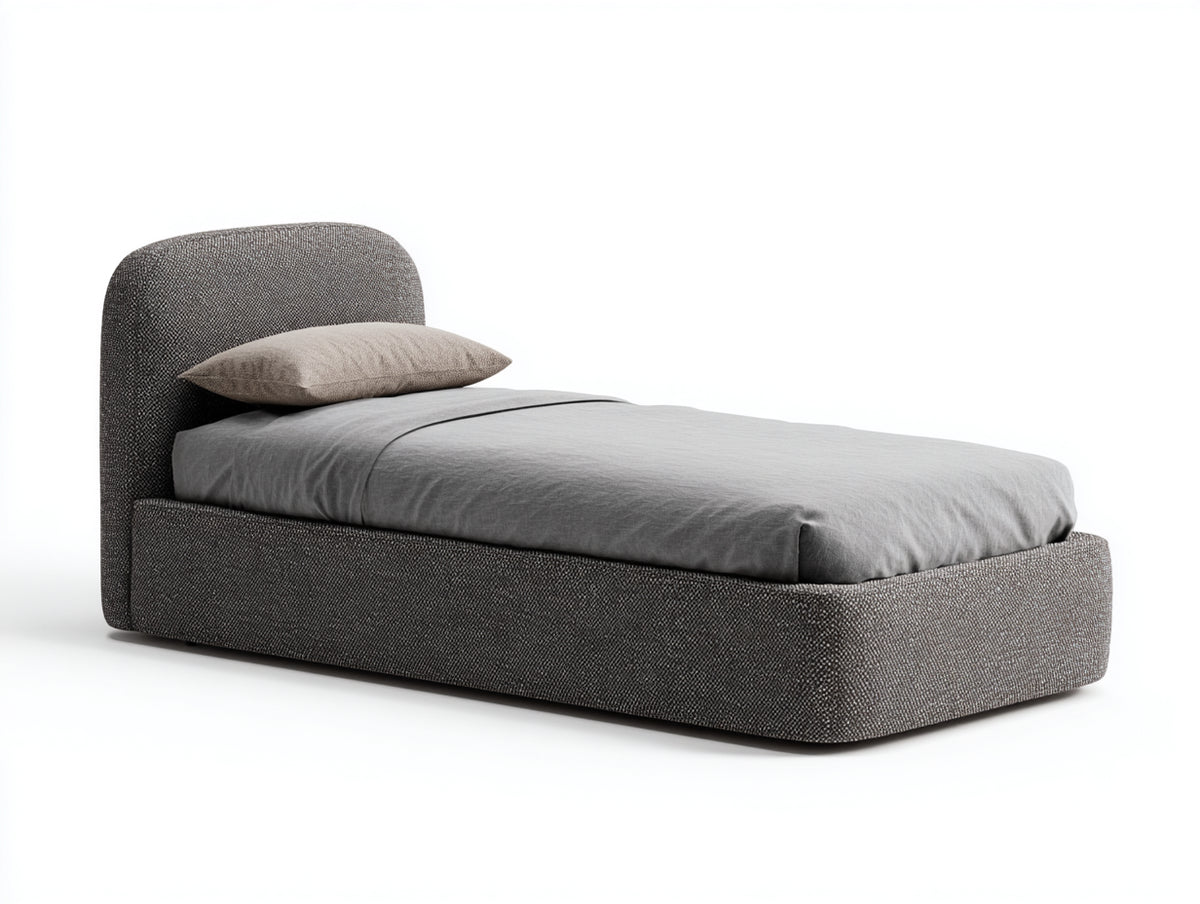 Lit simple - tissu - 210x110x96 cm - gris anthracite - style contemporain