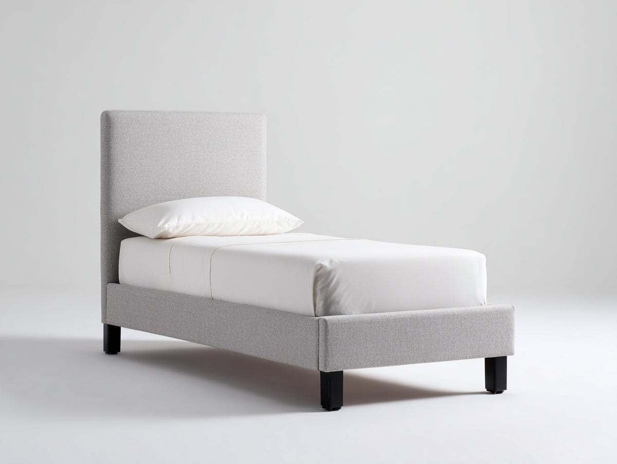 Lit simple - Tissu - 207x98x105 cm - Gris clair - Style moderne