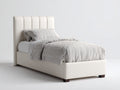 Lit simple - cuir synthétique - 210x120x115 cm - crème - design contemporain
