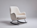 Fauteuil à bascule-Tissu bouclé-Métal-81x77x93 cm-Blanc cassé-Noir-Style moderne organique