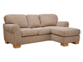Canapé d'angle - velours côtelé-bois - 258x160x92 cm - beige camel - style chaleureux contemporain