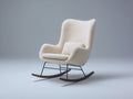 Fauteuil à bascule-Tissu bouclé-Métal-Bois-87x81x101 cm-Crème-Noir-Bois foncé-Style scandinave contemporain