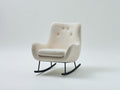 Fauteuil à bascule-Tissu bouclé-Métal-82x73x95 cm-Écru-Noir-Style scandinave contemporain