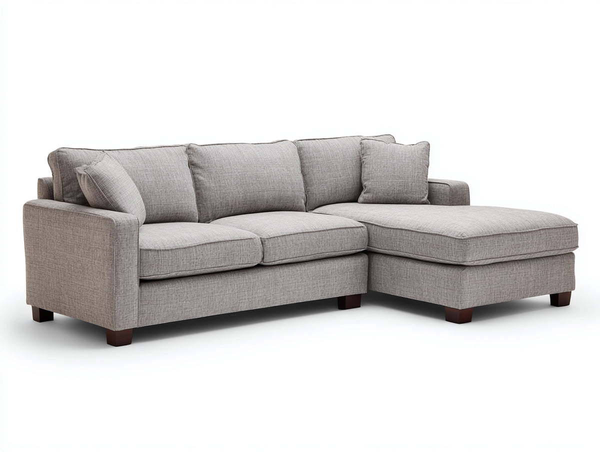 Canapé d'angle - tissu-bois - 268x162x87 cm - gris clair - style contemporain confortable