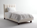 Lit simple - tissu - 208x112x120 cm - ivoire - style moderne