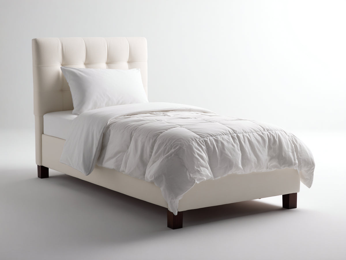 Lit simple - tissu - 208x112x120 cm - ivoire - style moderne