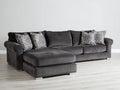 Canapé d'angle - tissu-métal - 290x175x92 cm - gris anthracite - style classique contemporain
