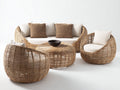 Canapé de jardin - rotin-tissu - 192 x 88 x 80 cm - miel-blanc - style bohème