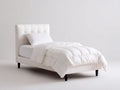 Lit simple - tissu - 208x110x115 cm - ivoire - style contemporain