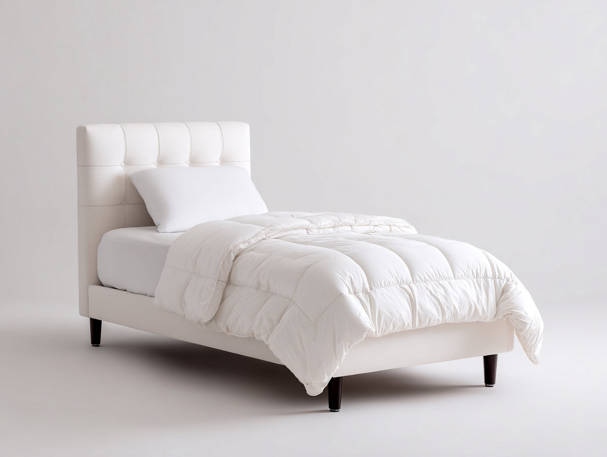 Lit simple - tissu - 208x110x115 cm - ivoire - style contemporain