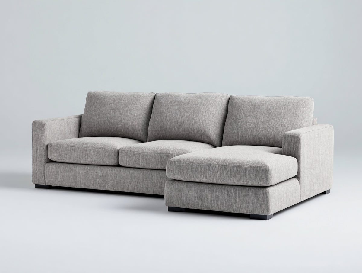 Canapé d'angle - tissu - 278x164x85 cm - gris clair - style contemporain épuré