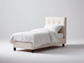 Lit simple - tissu - 210x115x118 cm - écru - style contemporain