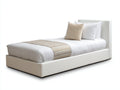 Lit simple - cuir synthétique - 210x120x100 cm - blanc - design moderne