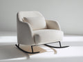 Fauteuil à bascule-Tissu bouclé-Métal-88x82x86 cm-Écru-Noir-Style contemporain