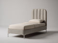 Lit simple - Tissu-Métal - 208x98x112 cm - Beige - Style contemporain