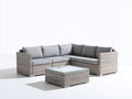 Canapé de jardin - rotin synthétique-tissu-verre - 248 x 248 x 76 cm - gris clair-grège-transparent - style contemporain