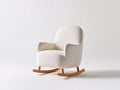 Fauteuil à bascule-Tissu bouclé-Bois-79x74x91 cm-Crème-Bois naturel-Style scandinave