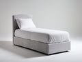 Lit simple - Tissu - 207x98x100 cm - Gris clair - Style moderne