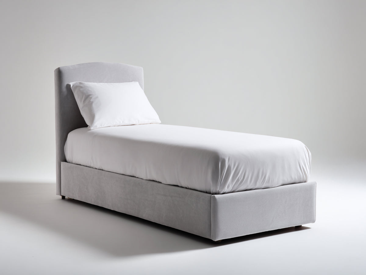 Lit simple - Tissu - 207x98x100 cm - Gris clair - Style moderne