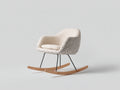 Fauteuil à bascule-Tissu bouclé-Métal-Bois-86x78x88 cm-Beige clair-Noir-Bois naturel-Style scandinave