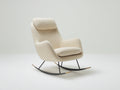 Fauteuil à bascule-Tissu bouclé-Métal-Bois-86x82x103 cm-Crème-Noir-Bois naturel-Style moderne