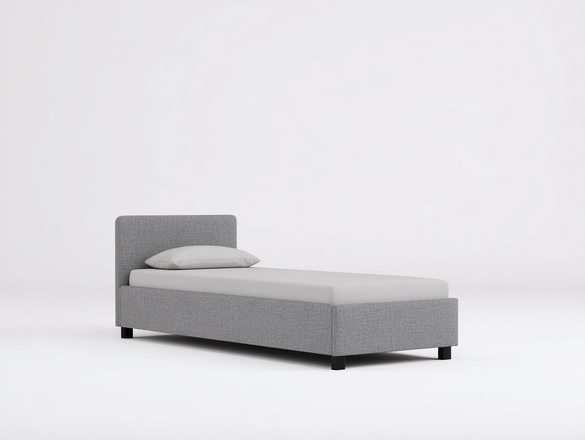 Lit simple - Tissu - 205x96x88 cm - Gris moyen - Style moderne