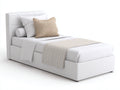 Lit simple - cuir synthétique - 210x113x118 cm - blanc - style moderne