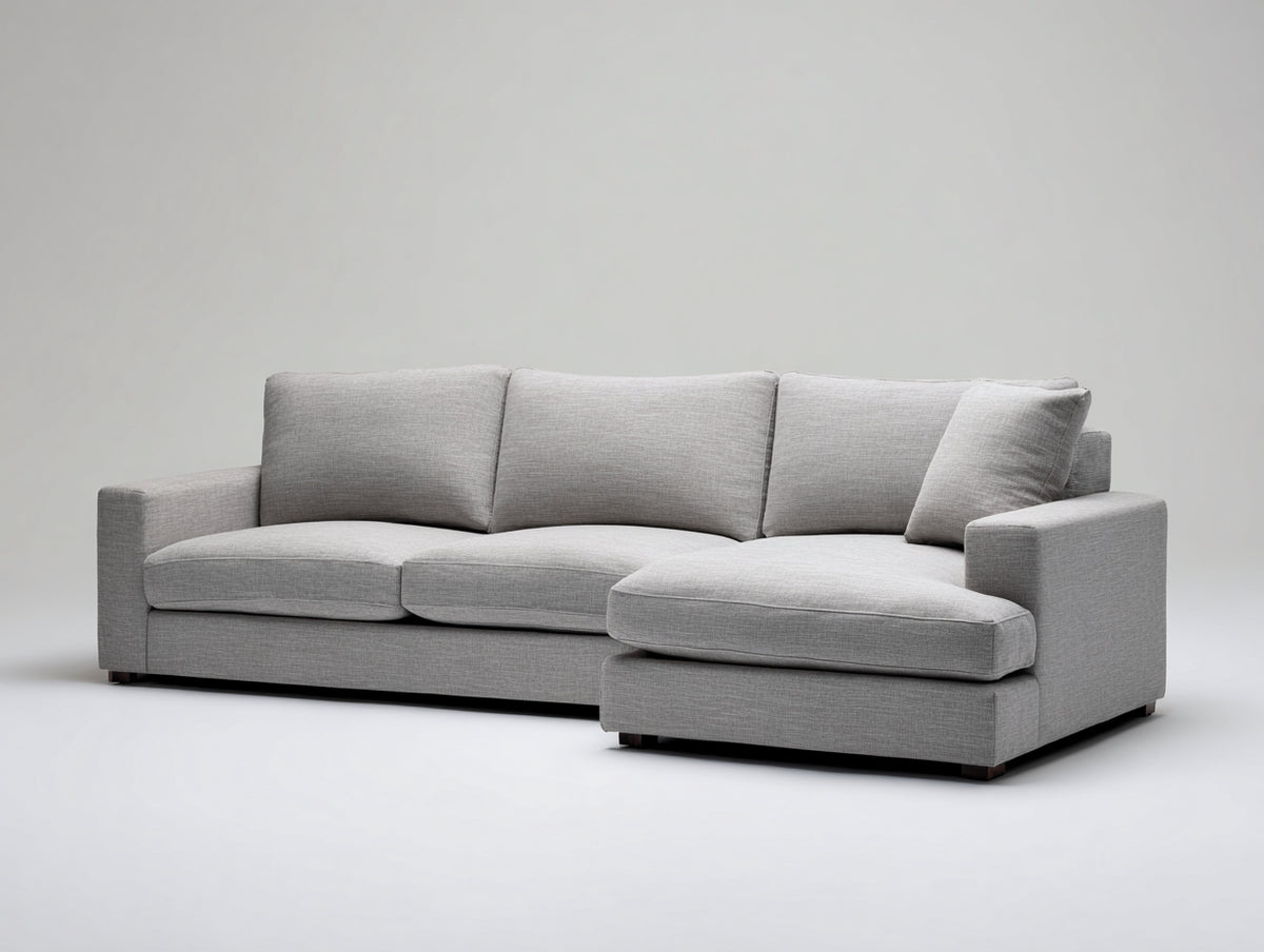Canapé d'angle - tissu-bois - 282x165x86 cm - gris clair - style contemporain minimaliste