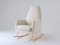 Fauteuil à bascule-Tissu bouclé-Métal-Bois-85x79x104 cm-Crème-Doré-Bois naturel-Style contemporain