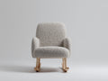 Fauteuil à bascule-Tissu bouclé-Bois-76x72x89 cm-Gris clair-Bois naturel-Style scandinave