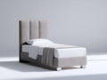 Lit simple - tissu - 210x105x125 cm - gris-orange - style contemporain