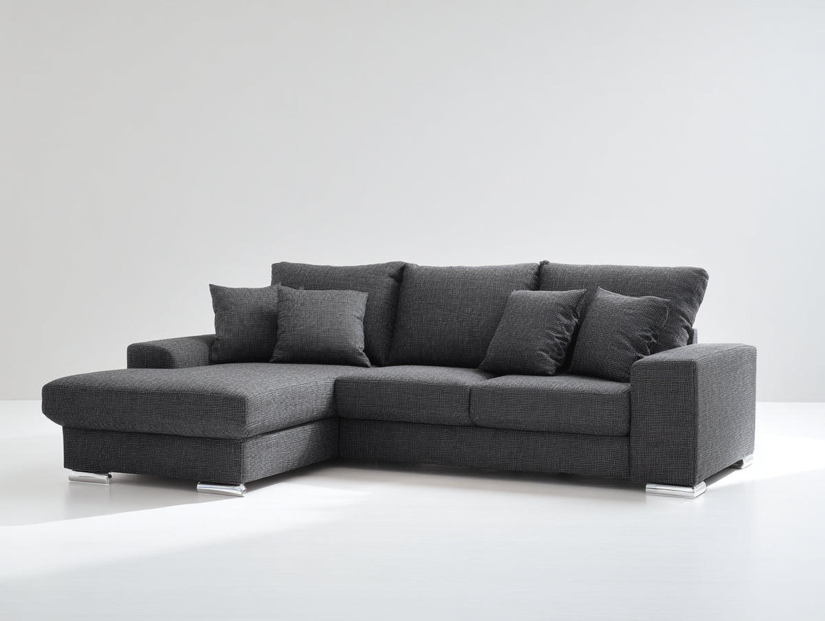 Canapé d'angle - tissu-métal - 270x170x90 cm - gris anthracite - style contemporain
