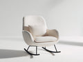 Fauteuil à bascule-Tissu bouclé-Métal-84x79x91 cm-Beige clair-Noir-Style moderne organique