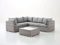 Canapé de jardin - rotin synthétique-tissu-verre - 280 x 215 x 78 cm - gris clair-grège-transparent - style contemporain