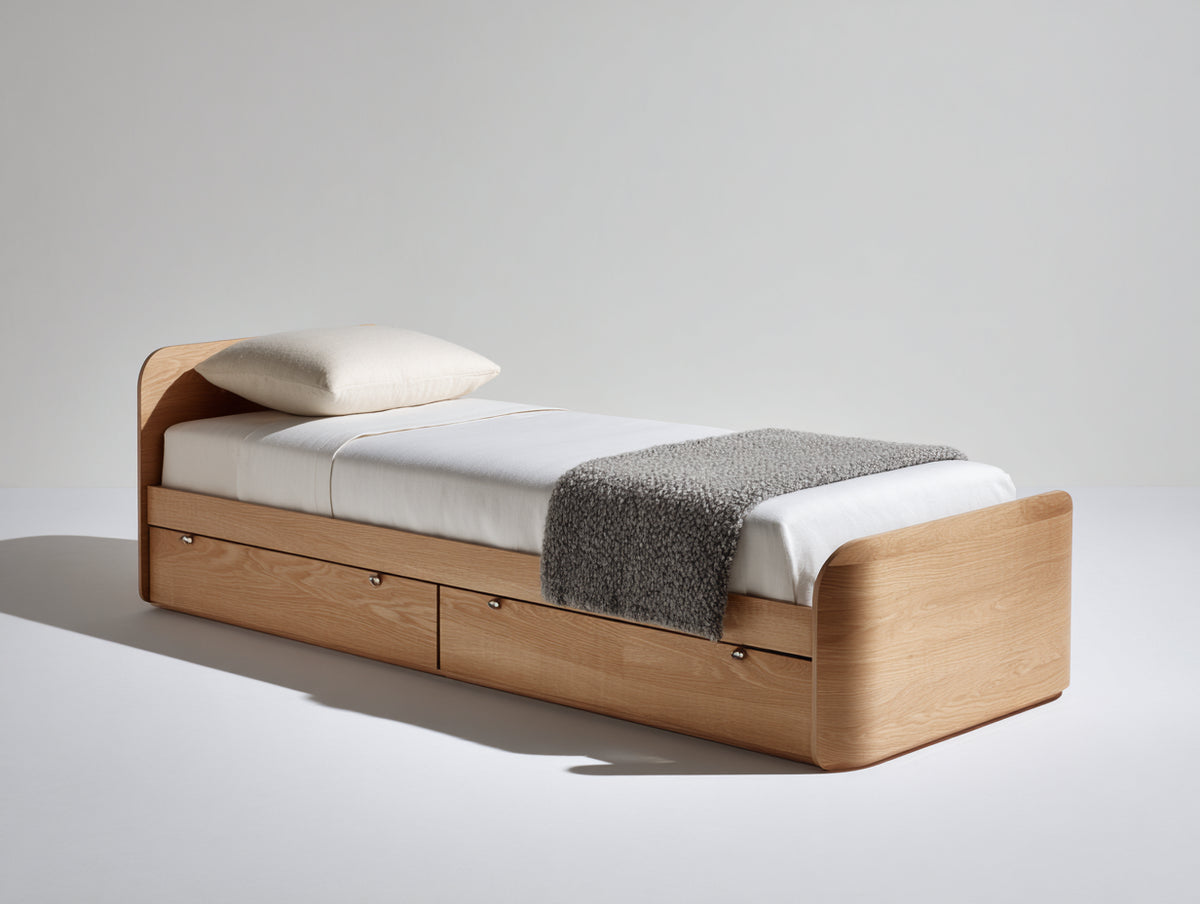Lit simple - bois - 210x110x85 cm - bois naturel - style moderne